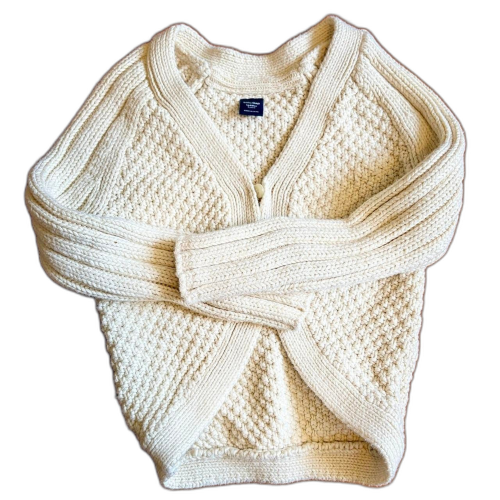 Baby Gap Girl's Cream Knit Single Button Cardigan Size 3